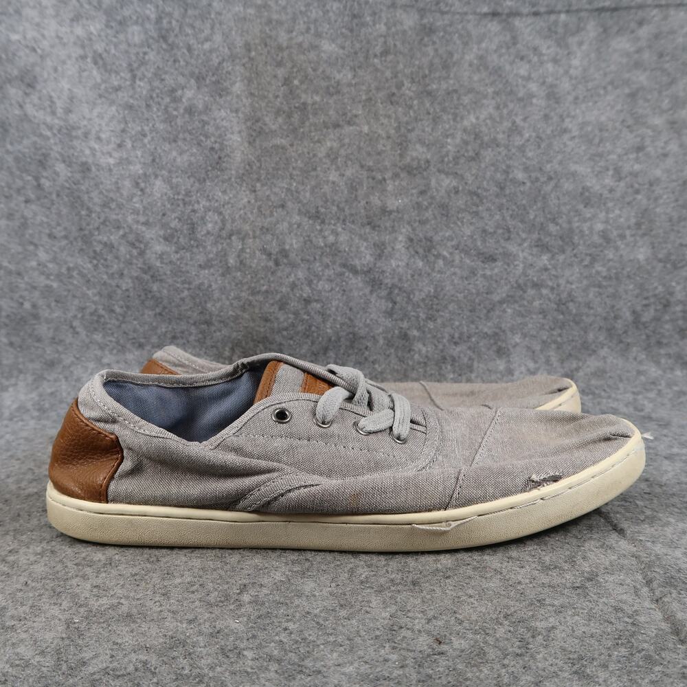 Toms Shoes Womens 7.5 Casual Sneakers Flats Lace Up Alpargata Grey Brown